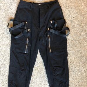 High waisted pants with strap